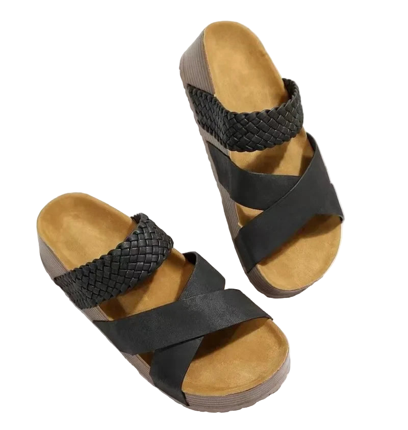 Sandalias gladiador sin cordones de punta abierta y tira cruzada ancha con plataforma gruesa en tallas grandes
