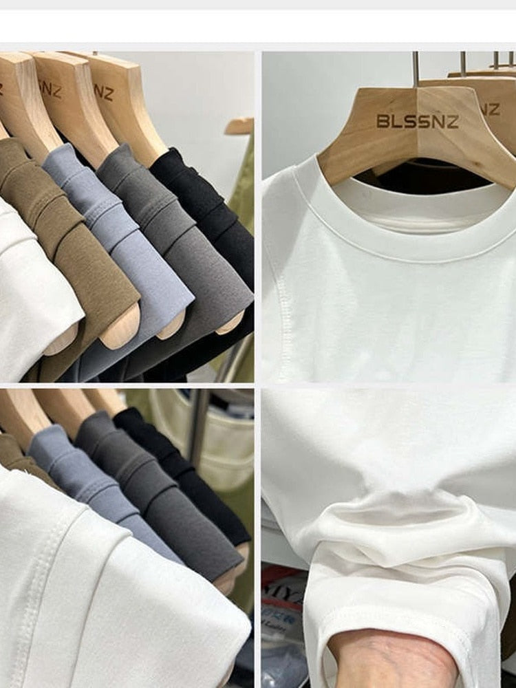 Summer Cotton Fitted Ribbed T-Shirt