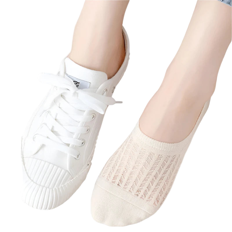 5 Pares de Calcetines Tobilleras para Mujer con Transparencia y Silicona