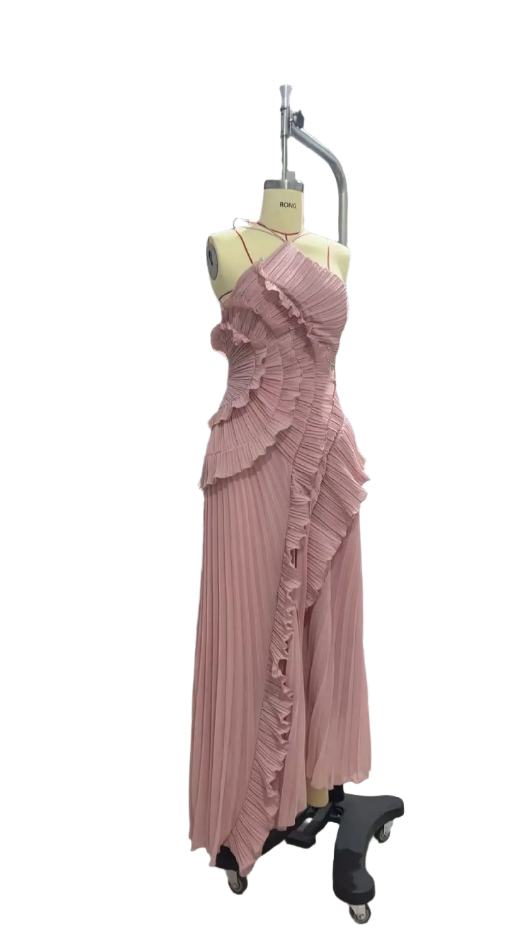 Vestido Largo Plisado para Mujer con Escote Halter Color Púrpura Tipo Maxi