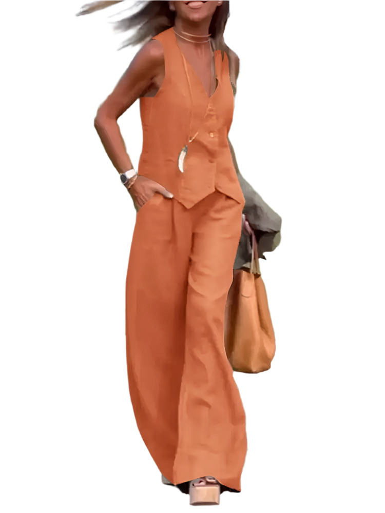Outfit Conjunto de Chaleco y Pantalón de Pierna Ancha Estilo Old Money