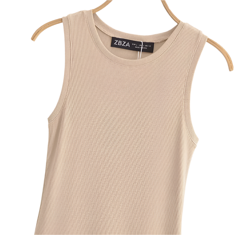 Vestido Largo sin Mangas para Mujer Color Caqui Elegante y Casual Estilo Y2K