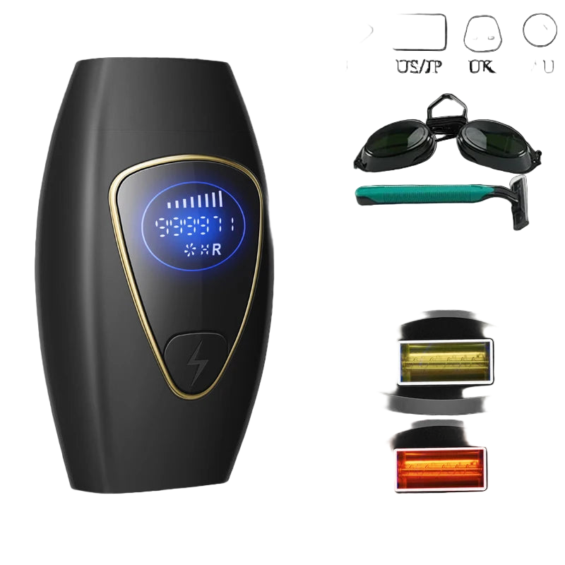 Depiladora IPL Luz Pulsada de Uso Doméstico Indoloro para Rostro y Cuerpo y Zona Bikini