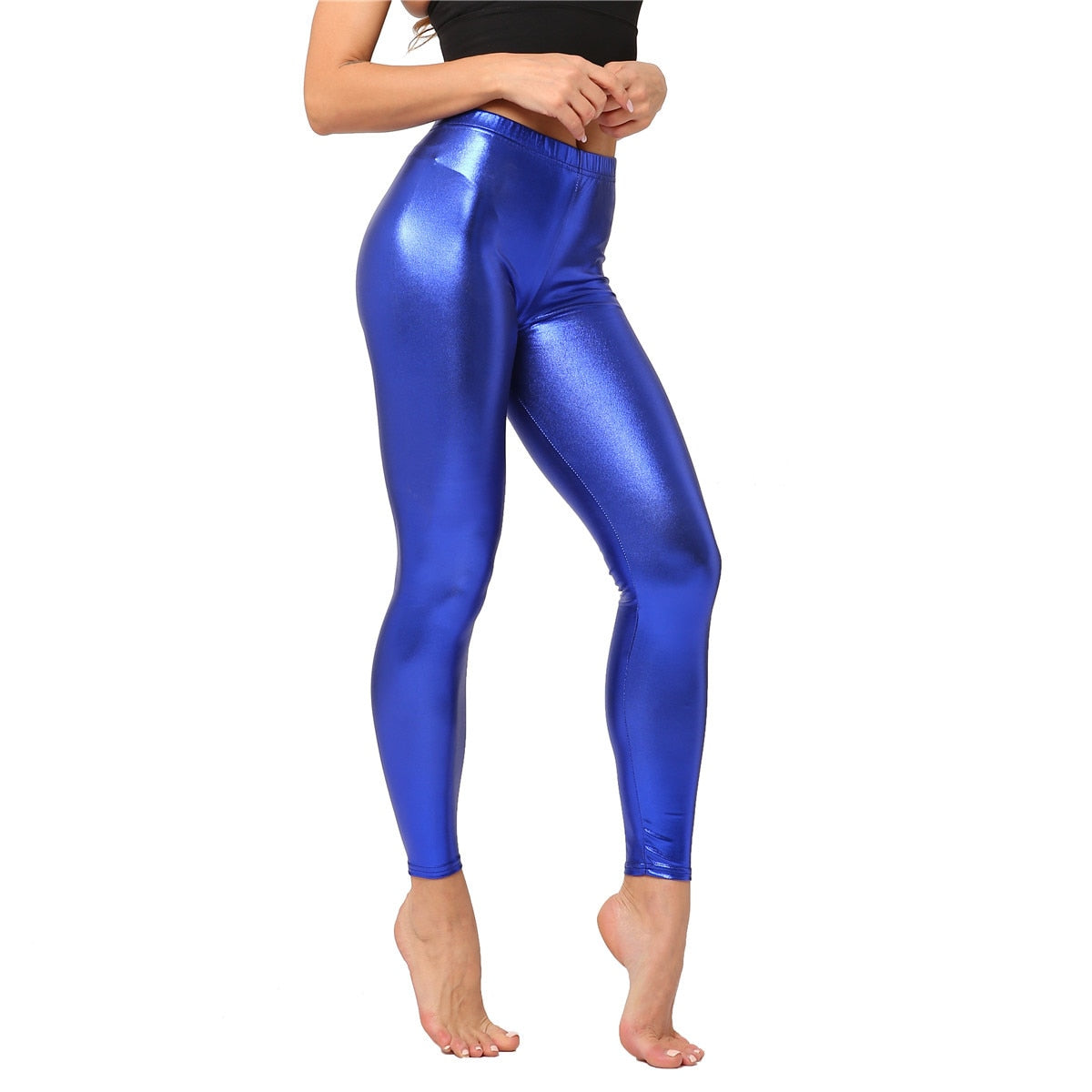 Women's Faux Leather Leggings: Sexy Metallic Tight Pants for Parties, Clubs and Dance.