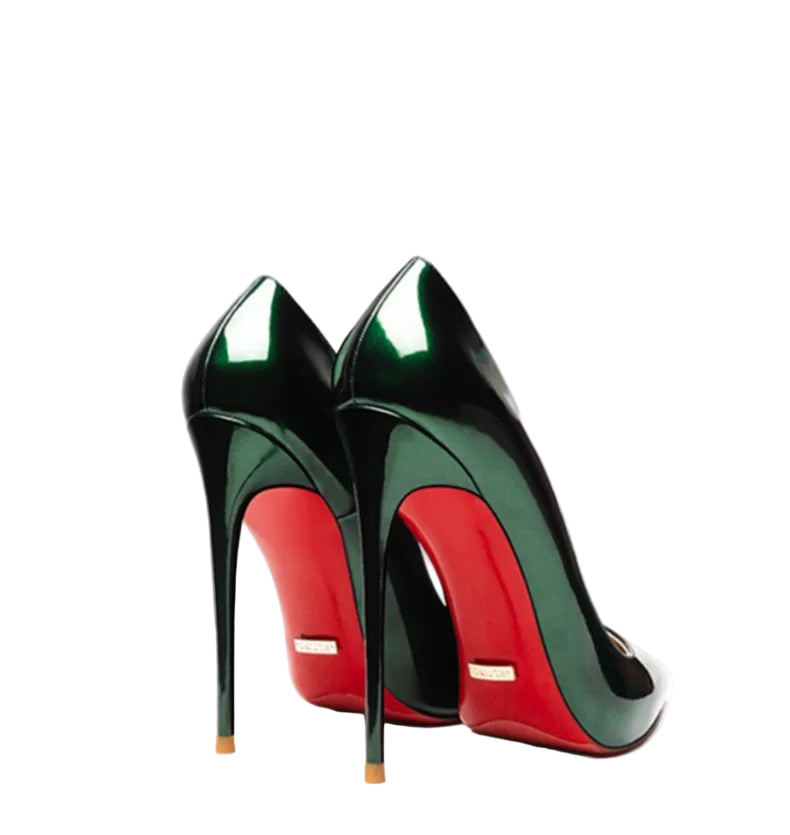 Zapatos de tacón alto y punta fina de suela roja y estilo stiletto de 12 cm