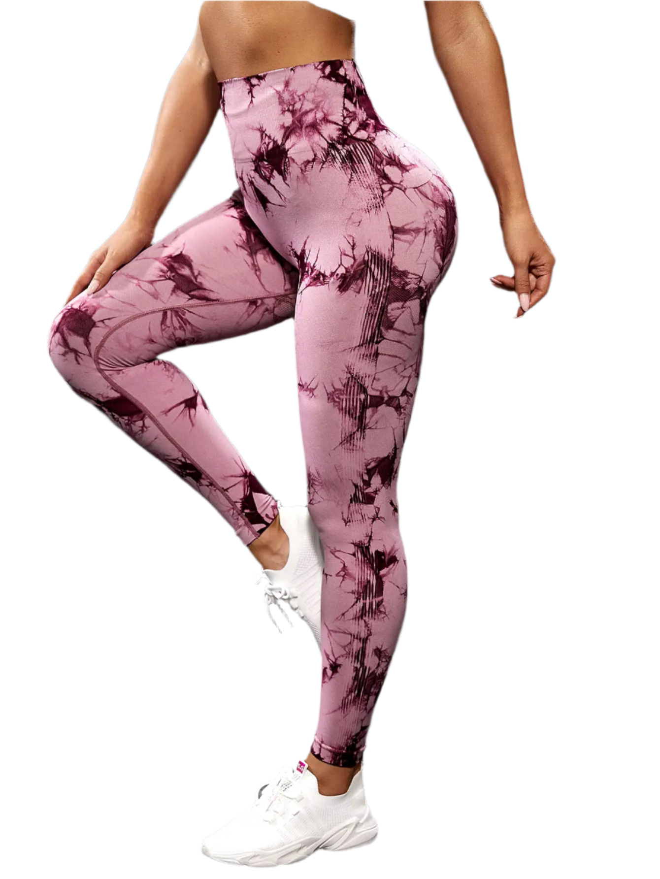 High-waisted, tie-dye seamless push-up sports leggings