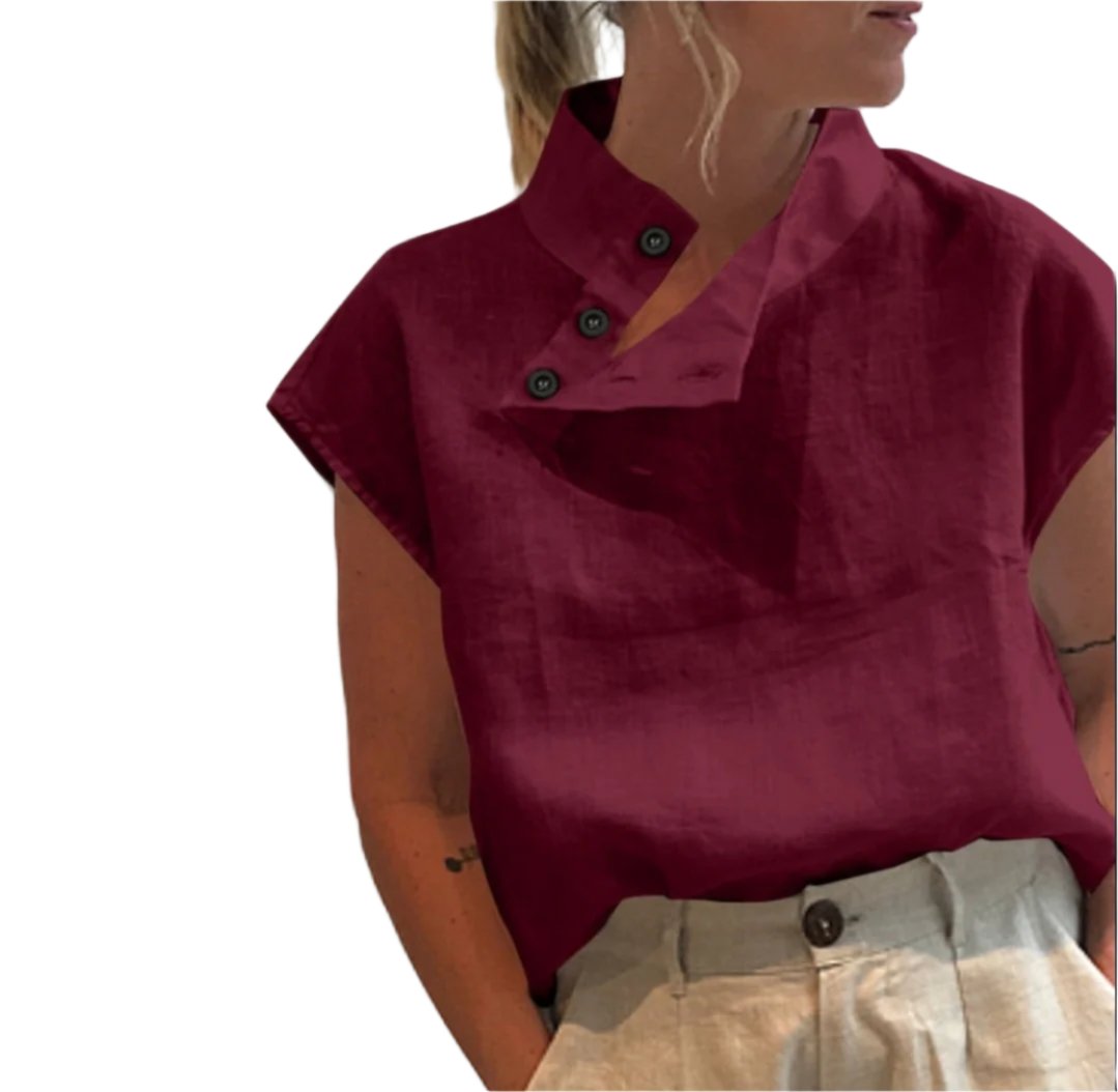 Short-sleeved cotton and linen blouses and lightweight Tulum-style tunics