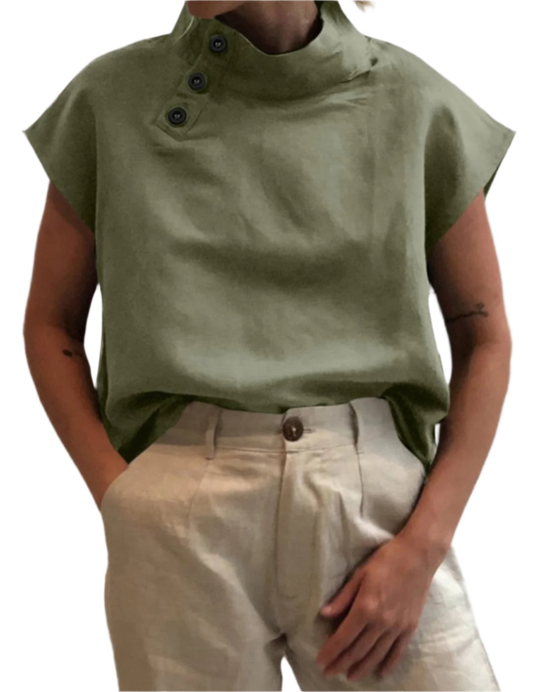 Short-sleeved cotton and linen blouses and lightweight Tulum-style tunics