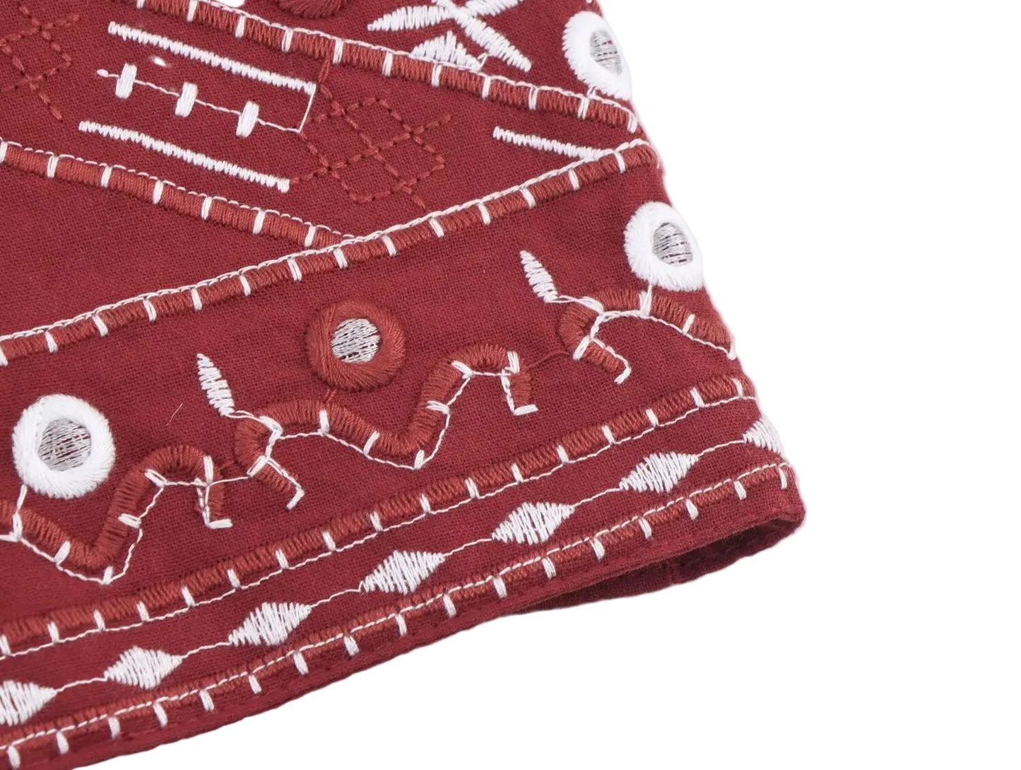 Outfit Conjunto Boho Chic de Chaleco Sin Mangas Rojo Bordado y Shorts Pierna Ancha