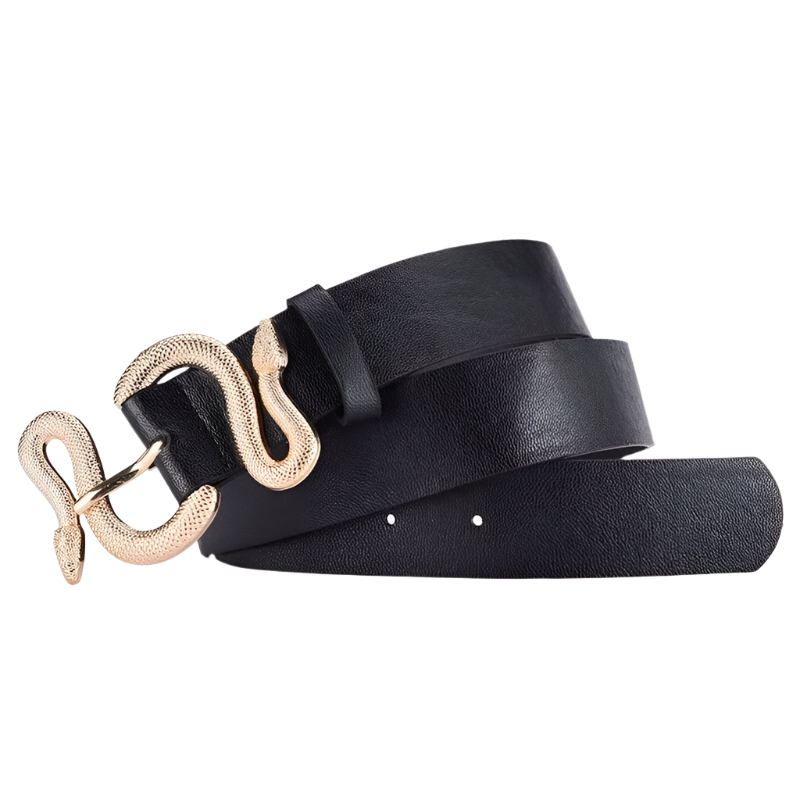 Cinturón casual de piel sintética con hebilla de serpiente estilo retro