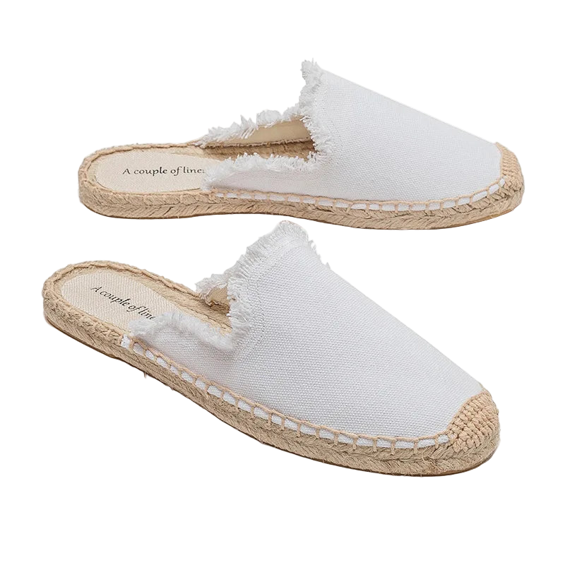 Zapatillas estilo suecos flats de yute y lona y algodón y suela TPR