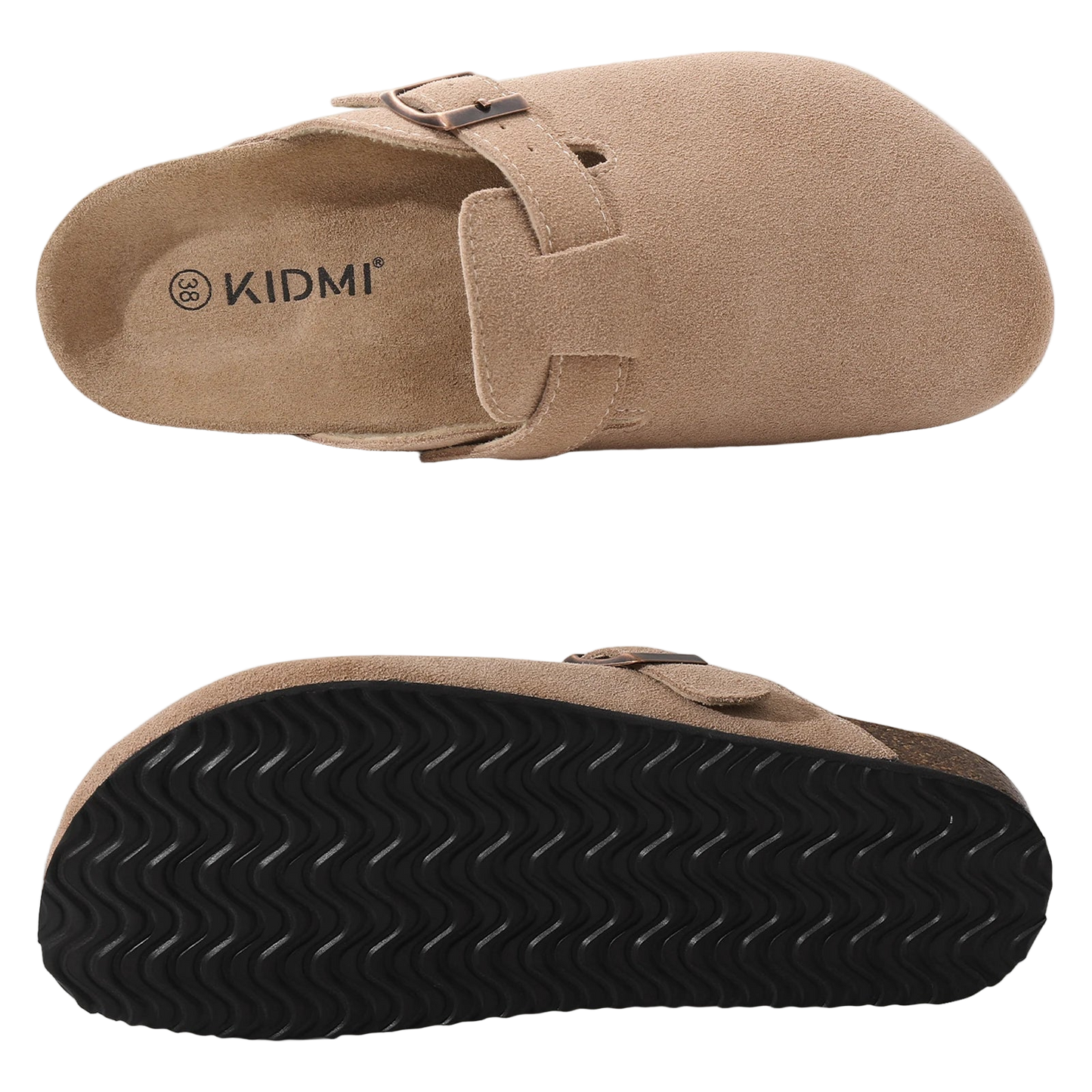 Suecos estilo Birken clásicos con plantilla de corcho y sin cordones