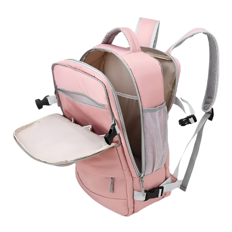 Mochila de viaje para mujer impermeable antirrobo con puerto USB y correa para maleta de gran capacidad