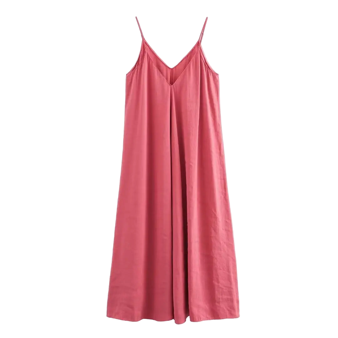Vestido largo tipo lencero negro o rojo drapeado sin espalda