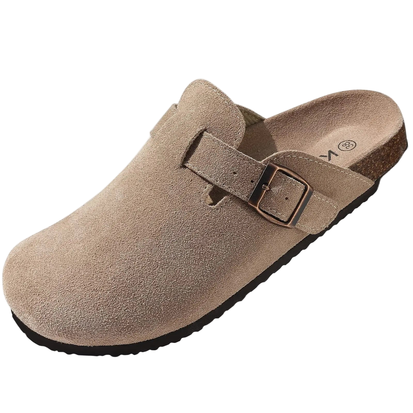 Suecos estilo Birken clásicos con plantilla de corcho y sin cordones