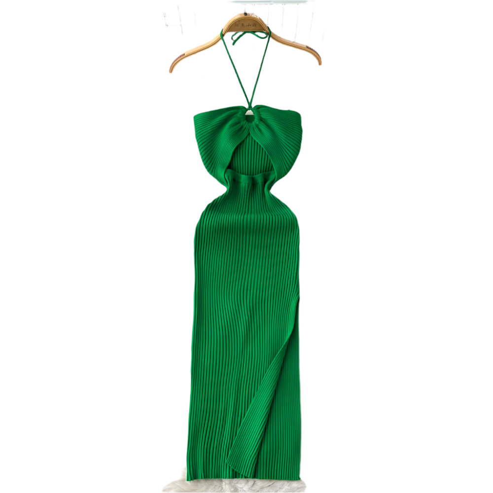 Vestido ajustado de verano de tejido de punto con abertura y diseño entallado estilo streetwear