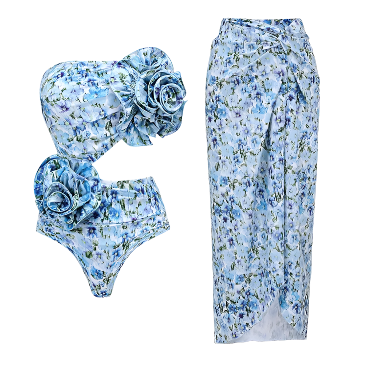 Women's Retro 2-Piece One-Piece Swimsuit, Backless, Vintage Print