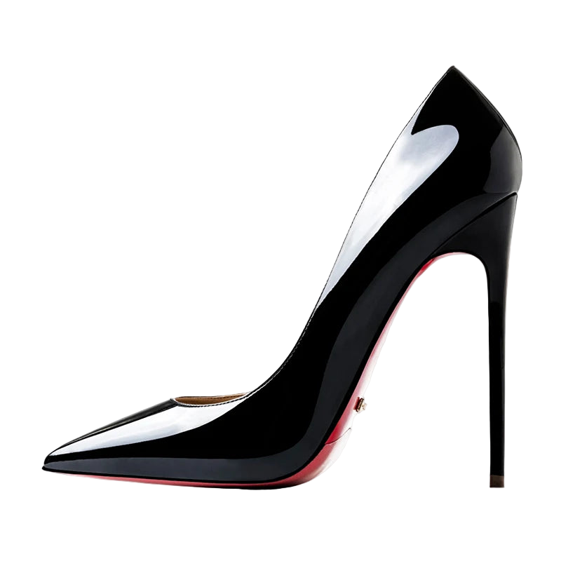 Zapatos de tacón alto y punta fina de suela roja y estilo stiletto de 12 cm