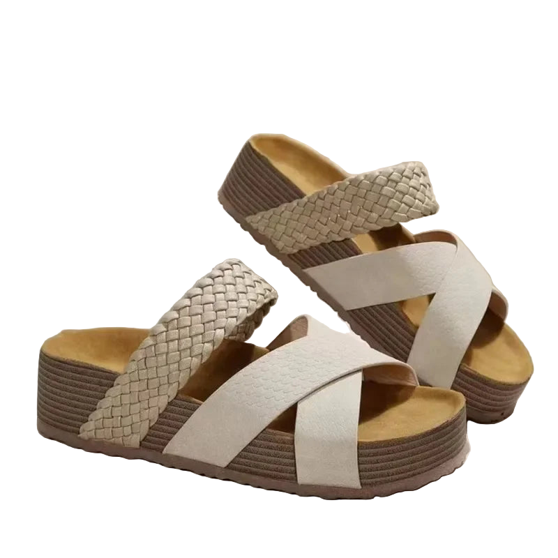Sandalias gladiador sin cordones de punta abierta y tira cruzada ancha con plataforma gruesa en tallas grandes