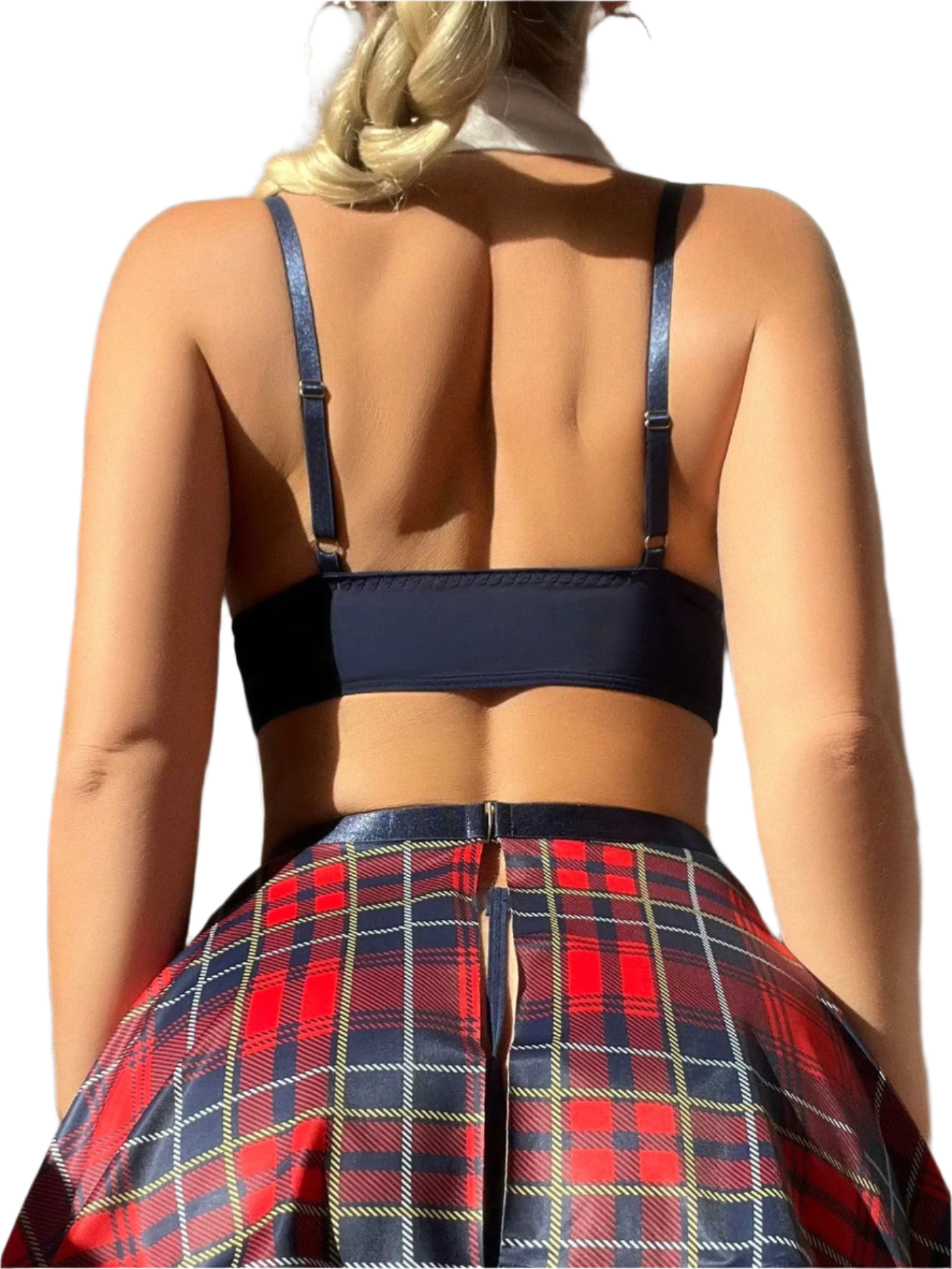 Women's Lingerie Set with Plaid Skirt and Accessories in a 6-piece Set