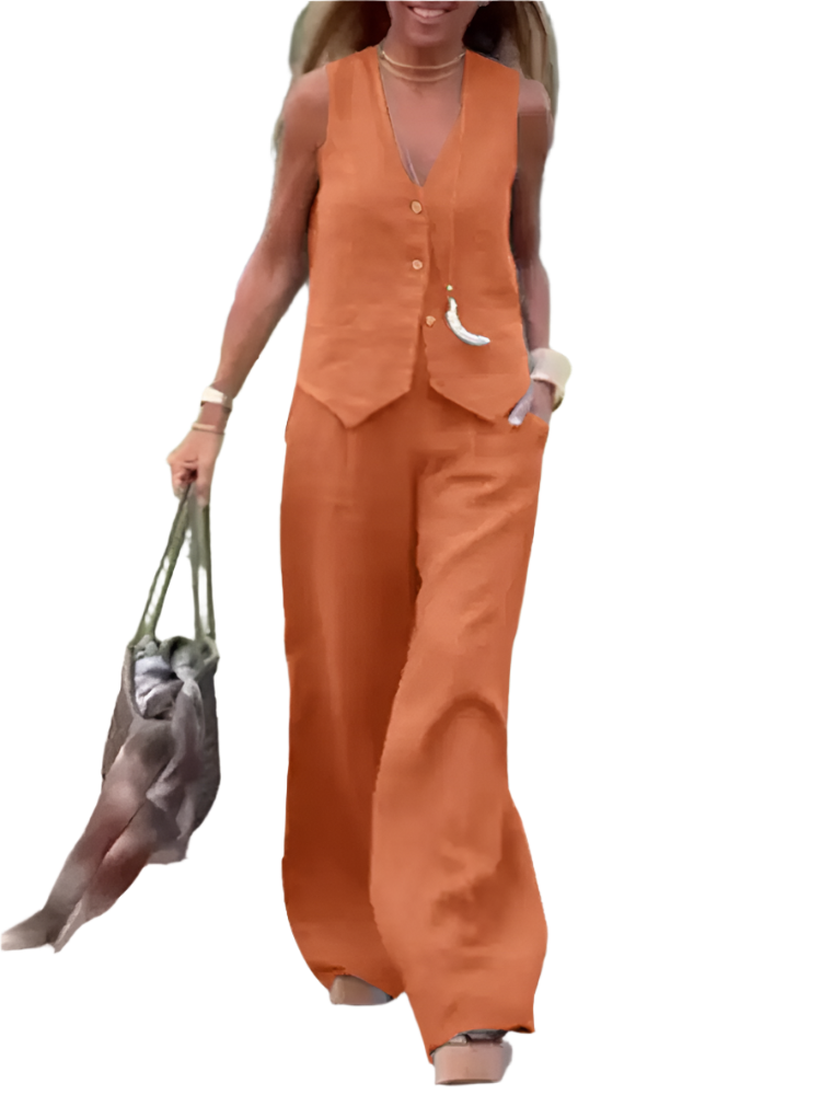 Outfit Conjunto de Chaleco y Pantalón de Pierna Ancha Estilo Old Money
