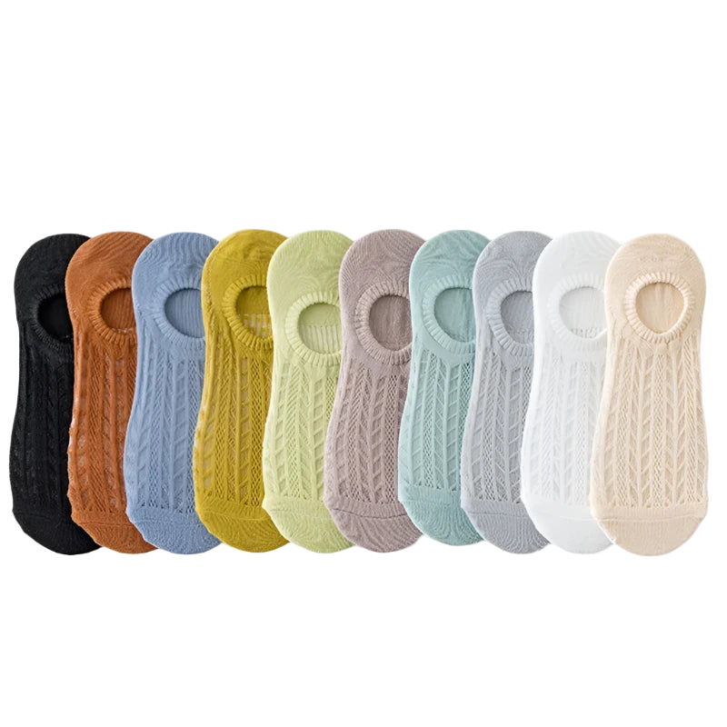 5 Pares de Calcetines Tobilleras para Mujer con Transparencia y Silicona