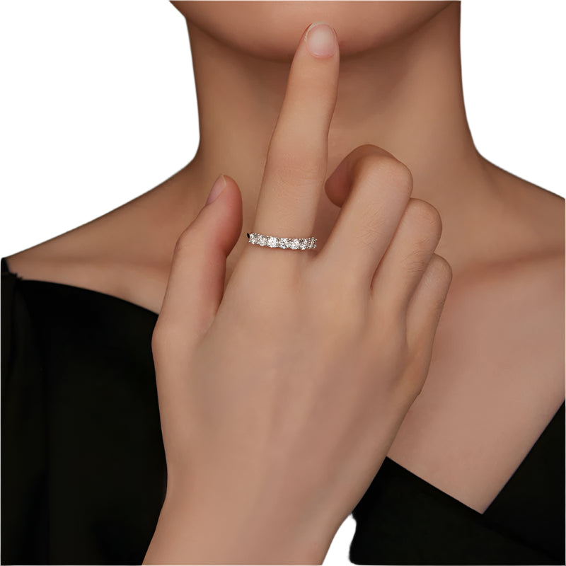 Anillo de Moissanita 0.8CT D Color VVS1 EX de Plata Esterlina 925