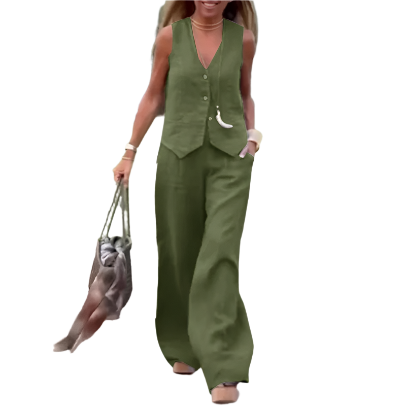 Outfit Conjunto de Chaleco y Pantalón de Pierna Ancha Estilo Old Money