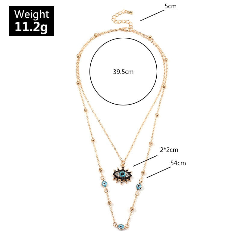 Vintage Fashion Necklace with Turkish Eye Pendant