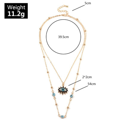 Vintage Fashion Necklace with Turkish Eye Pendant