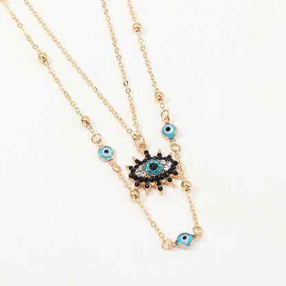 Vintage Fashion Necklace with Turkish Eye Pendant