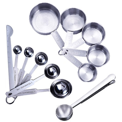 Stainless Steel Measuring Cups and Spoons Set