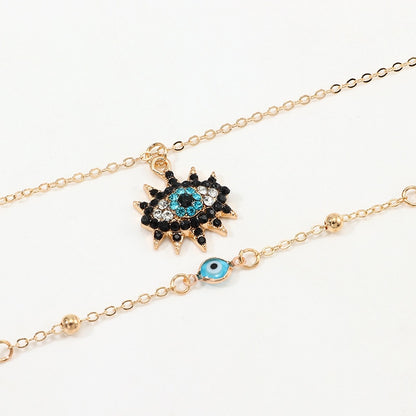 Vintage Fashion Necklace with Turkish Eye Pendant