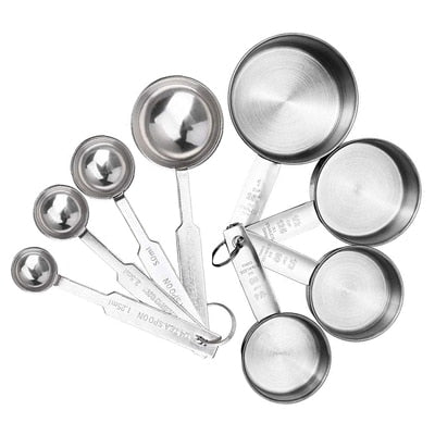 Stainless Steel Measuring Cups and Spoons Set