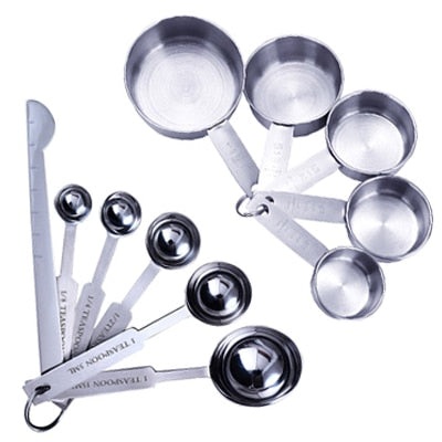 Stainless Steel Measuring Cups and Spoons Set
