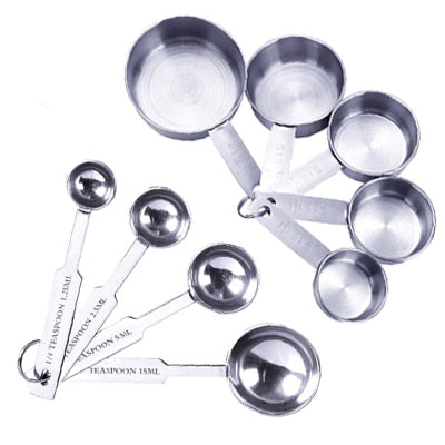 Stainless Steel Measuring Cups and Spoons Set