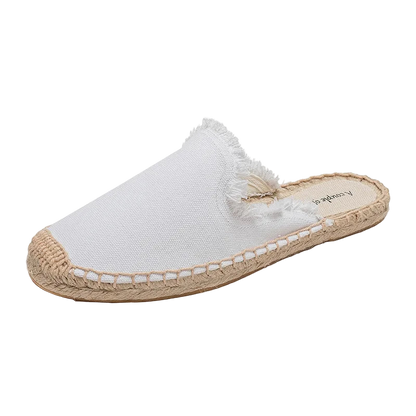 Zapatillas estilo suecos flats de yute y lona y algodón y suela TPR
