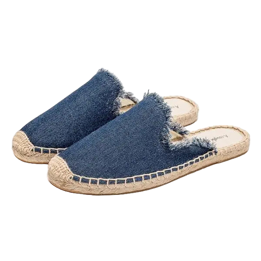 Zapatillas estilo suecos flats de yute y lona y algodón y suela TPR