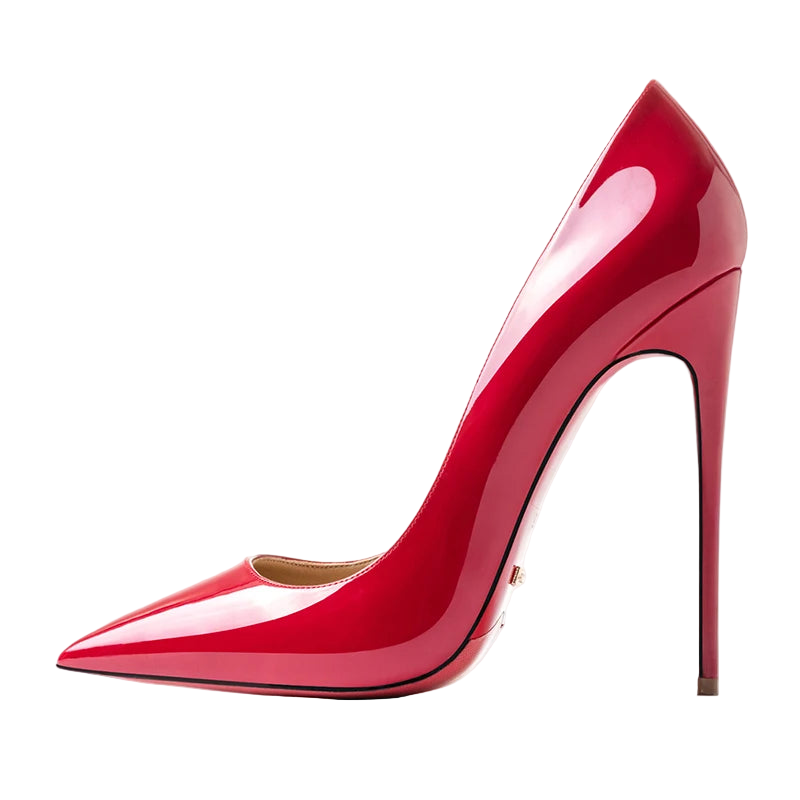Zapatos de tacón alto y punta fina de suela roja y estilo stiletto de 12 cm