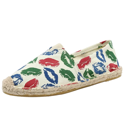 Alpargatas mocasines casuales unisex de lona transpirable sin cordones de graffiti y diseño