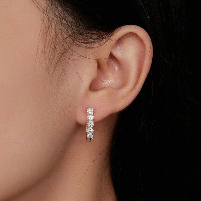 Arcadas Aretes 1.0CT Moissanita Aros de Plata Esterlina 925 para Mujer