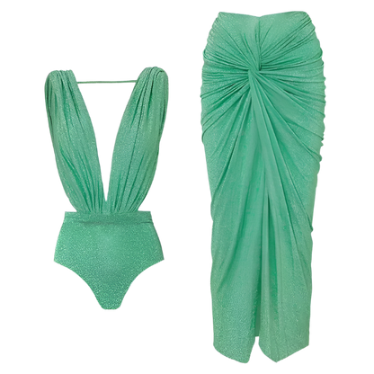 Traje de baño enterizo retro para mujer, espalda descubierta y estampado tipo porcelana azul y blanca