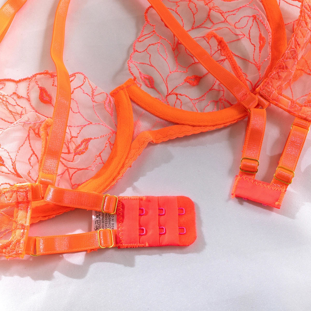 Neon Orange Lace Lingerie Set