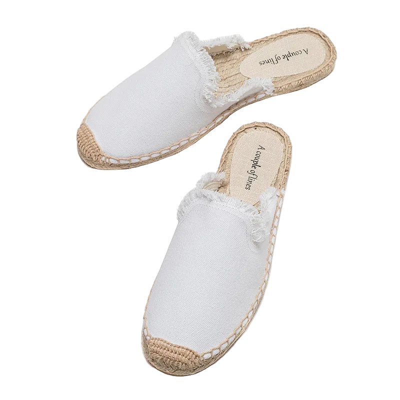 Zapatillas estilo suecos flats de yute y lona y algodón y suela TPR