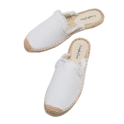 Zapatillas estilo suecos flats de yute y lona y algodón y suela TPR