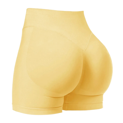 High-Waisted Seamless Sports Shorts with High Elasticity and Push-Up Design