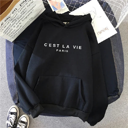 Sudadera con Capucha para Mujer de Estilo Casual, Manga Larga, Estampado y Suelta