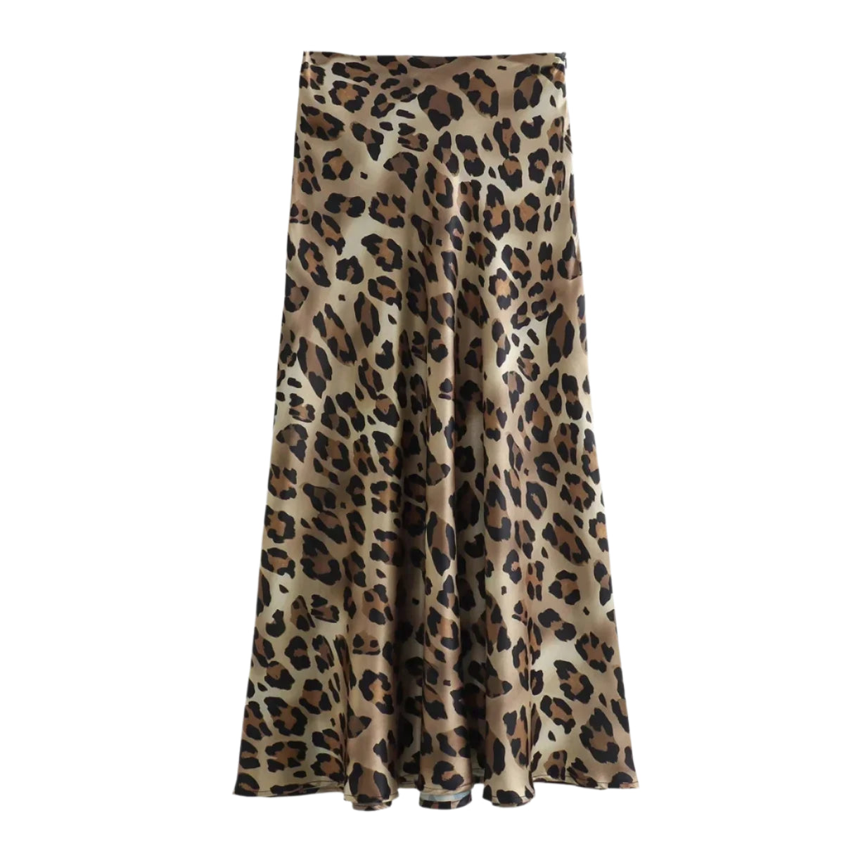 Falda Midi Vintage de Cintura Alta con Estampado de Leopardo