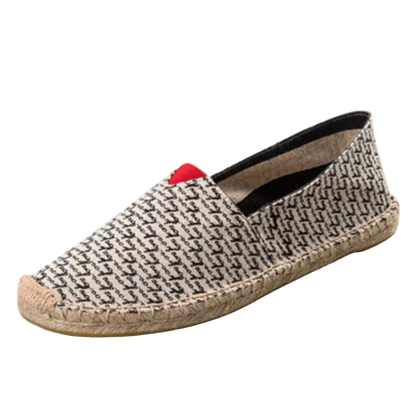 Alpargatas mocasines casuales unisex de lona transpirable sin cordones rayados