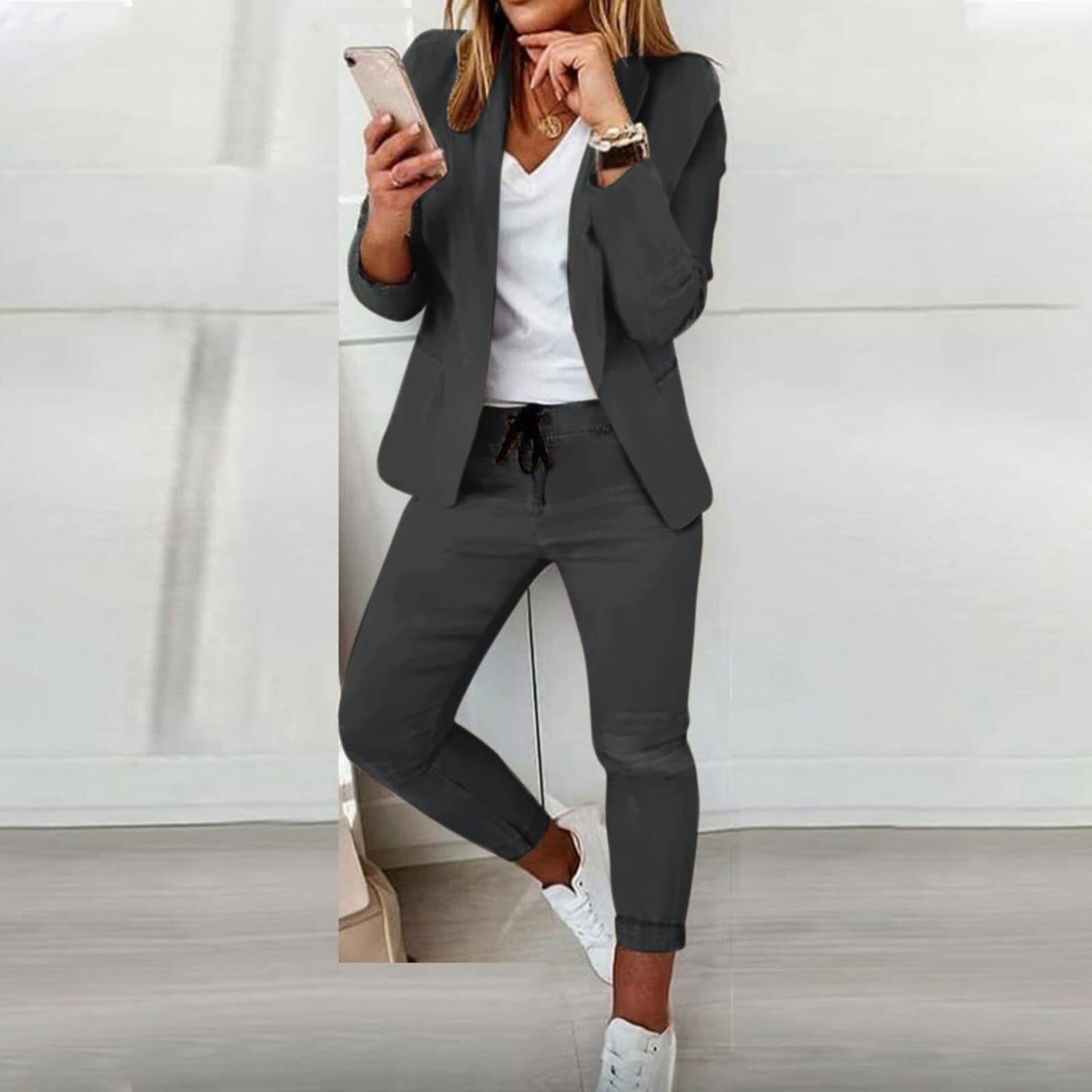 Women's Casual Blazer and Pants Jacket and Trousers Set